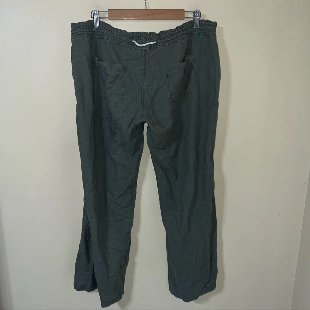 Women’s Green Linen Blend stretchy Pants XL